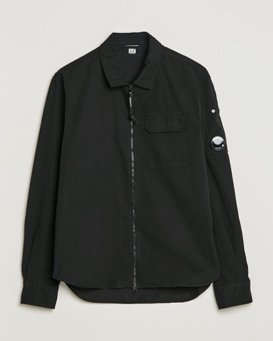 Herren | Overshirts | C.P. Company | Garment Dyed Gabardine Zip Shirt Jacket Black
