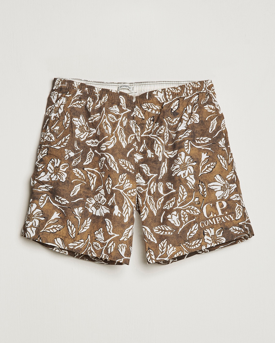 Herren | | C.P. Company | Garment Dyed Flatt Nylon Printed Swimshorts Olive