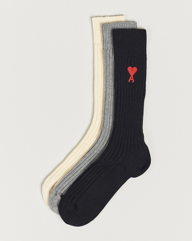 Herren | AMI | AMI | 3-Pack Heart Socks White/Grey/Black