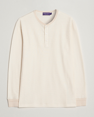 Herren | Granpa-Shirt | Ralph Lauren Purple Label | Cotton/Silk Henley Cream