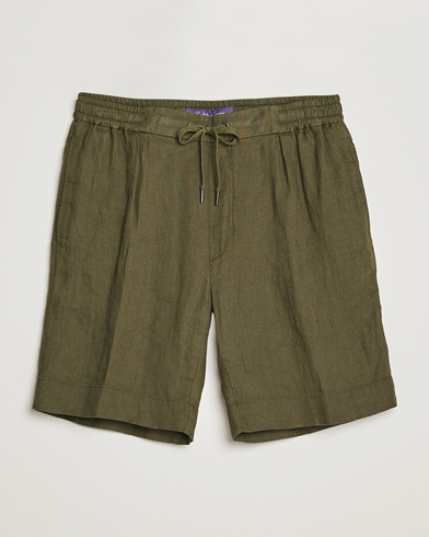 Herren |  | Ralph Lauren Purple Label | Rumpled Linen Shorts Olive