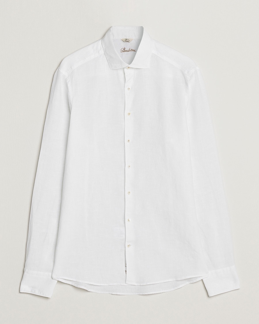 Herren | Stenströms | Stenströms | Slimline Cut Away Linen Shirt White