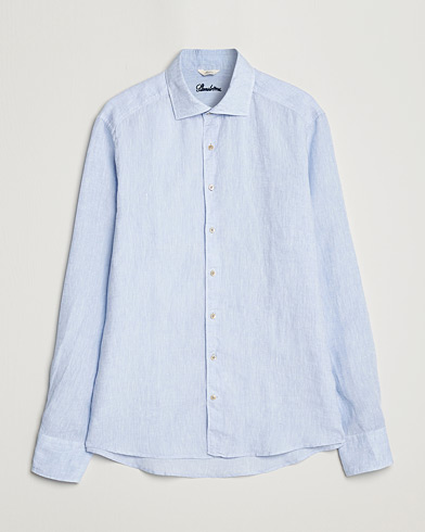 Herren |  | Stenströms | Slimline Cut Away Linen Shirt Light Blue
