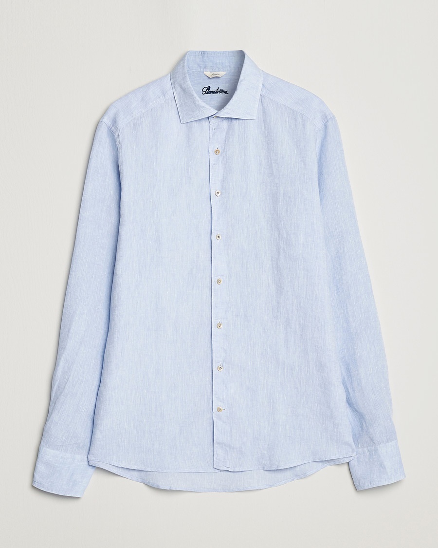 Stenströms Slimline Cut Away Linen Shirt Light Blue – Blau