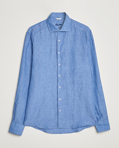 Herren |  | Stenströms | Slimline Cut Away Linen Shirt Mid Blue