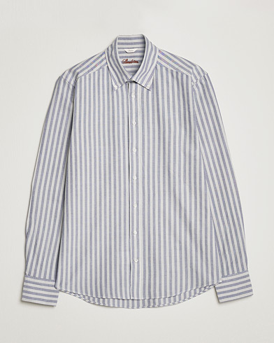 Herren |  | Stenströms | Slimline Washed Striped Oxford Shirt  Blue
