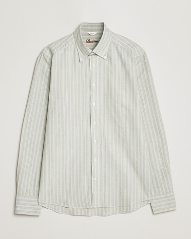 Herren |  | Stenströms | Slimline Washed Striped Oxford Shirt  Pistachio