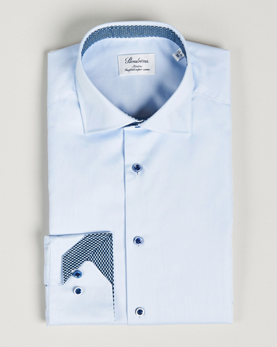Herren |  | Stenströms | Slimline Cut Away Contrast Shirt Blue