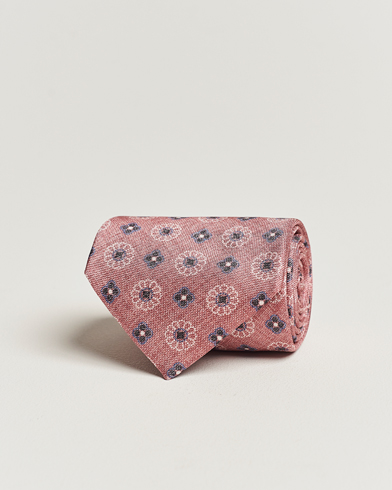 Herren |  | Stenströms | Flower Printed Silk Tie Pink