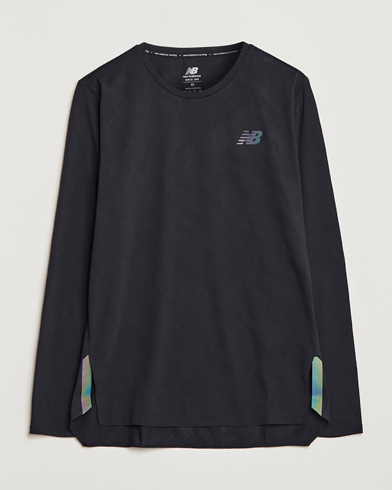Herren | Schwartze t-shirts | New Balance Running | Q Speed Jacquard Long Sleeve T-Shirt Black