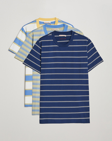 Herren | Kurzarm T-Shirt | Marni | 3-Pack Block Stripe T-Shirt Citrine