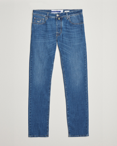 Herren | Jacob Cohën | Jacob Cohën | Bard Denim Linen Resort Stretch Jeans Mid Blue