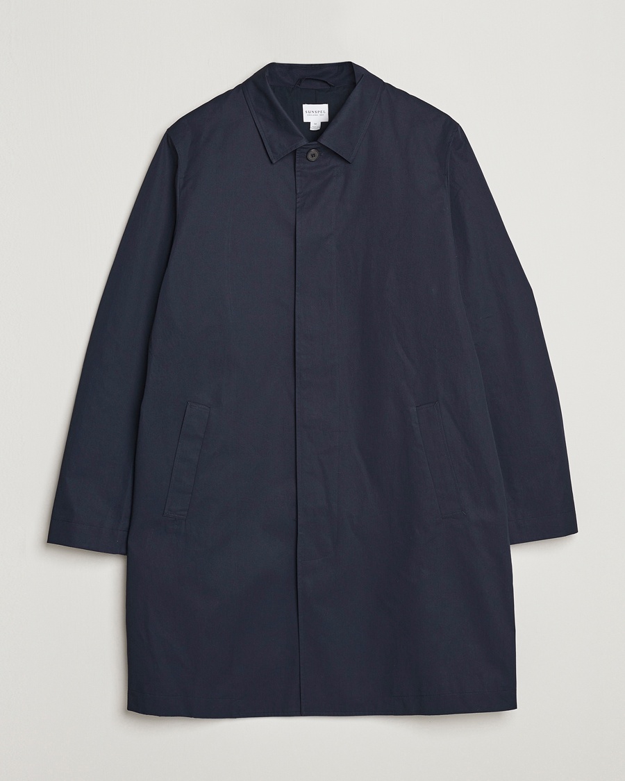 Herren | Mäntel | Sunspel | Technical Cotton Mac Coat Navy
