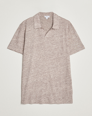 Herren |  | Sunspel | Linen Polo Shirt Oatmeal Melange