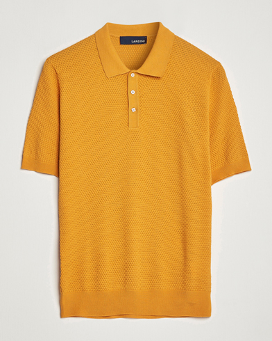 Herren |  | Lardini | Short Sleeve Knitted Structure Cotton Polo Orange