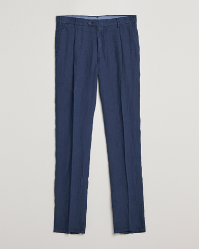 Herren |  | Lardini | Pleated Linen Trousers Navy