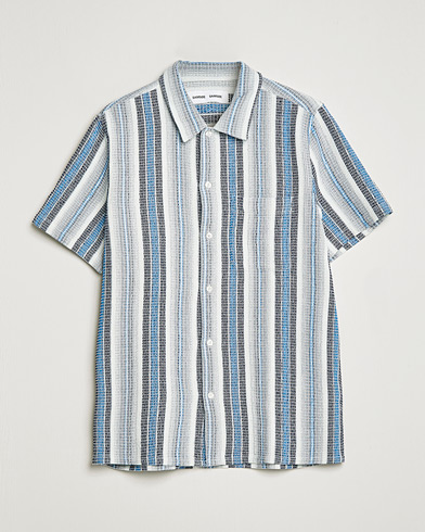 Herren |  | Samsøe & Samsøe | Avan Organic Cotton Short Sleeve Shirt Blue Stripe