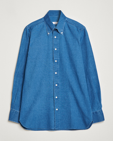 Herren | Business Casual | 100Hands | Japanese Denim Bata Wash Shirt Blue