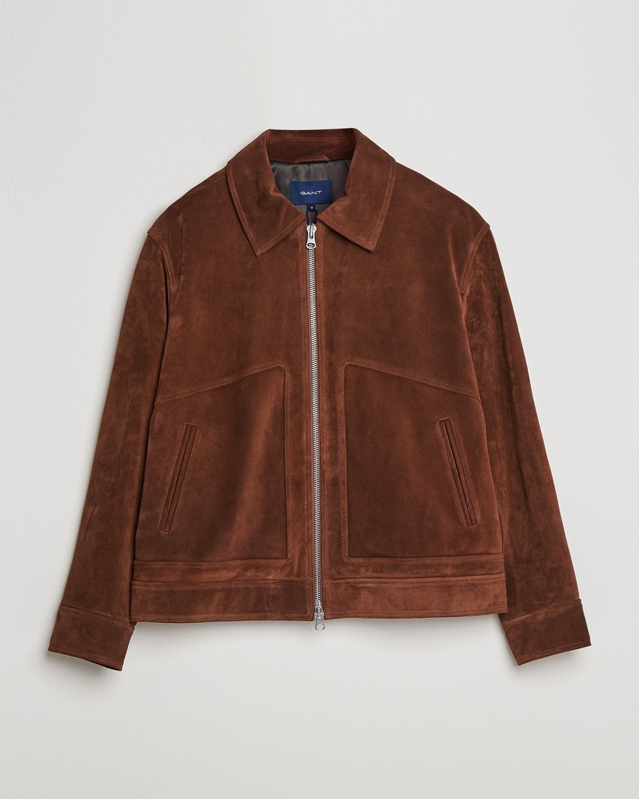 Herren | | GANT | Suede Jacket Mahogany Brown