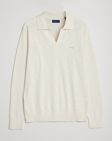 Herren | Bestickte Polohemden | GANT | Cotton/Linen Knitted Polo Putty