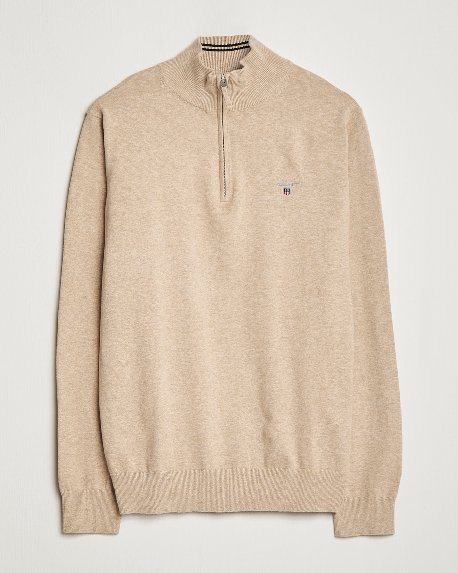 Herren | | GANT | Classic Cotton Half-Zip Sweater Sand Melange