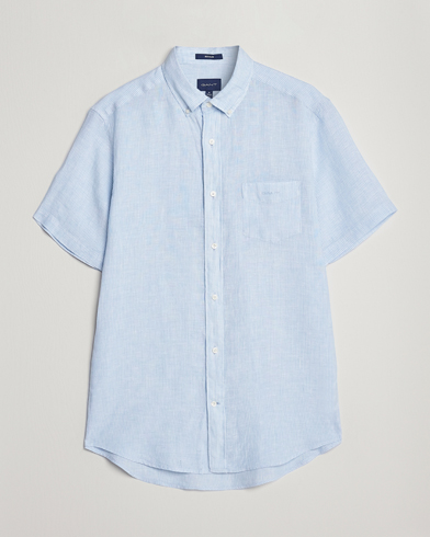 Herren |  | GANT | Regular Fit Striped Linen Short Sleeve Shirt Capri Blue
