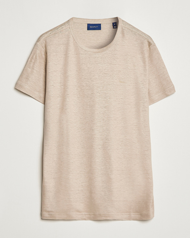 Herren |  | GANT | Cotton/Linen Crew Neck T-Shirt Khaki Beige