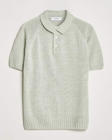 Herren |  | Gran Sasso | Cotton/Linen Knitted Polo Light Green
