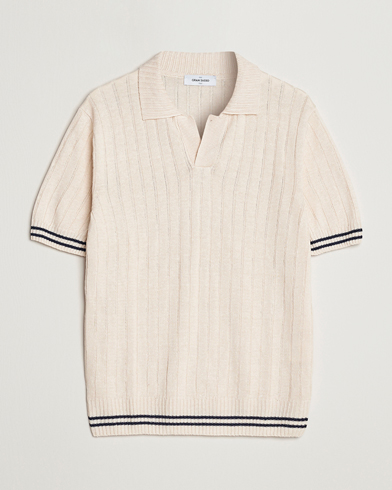 Herren | Gran Sasso | Gran Sasso | Cotton/Linen Structured Knitted Polo Cream
