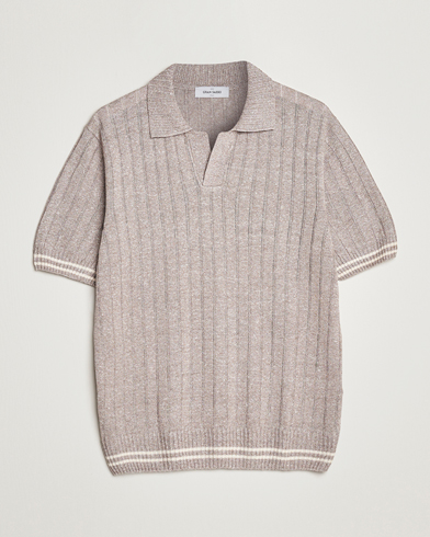 Herren | Italian Department | Gran Sasso | Cotton/Linen Structured Knitted Polo Beige