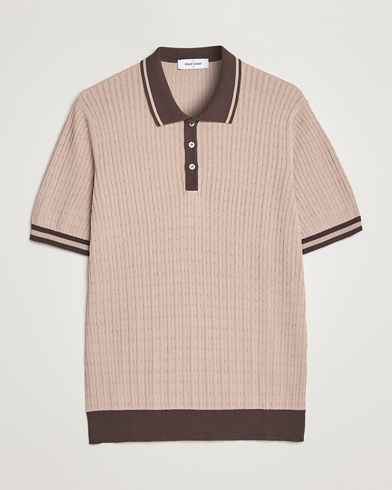 Herren |  | Gran Sasso | Cable Knitted Contrast Polo Beige