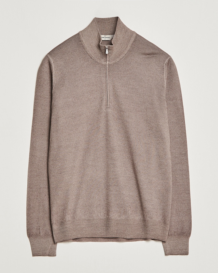 Herren | | Gran Sasso | Summer Merino Half Zip Sweater Brown Melange