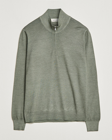 Herren | Gran Sasso | Gran Sasso | Summer Merino Half Zip Sweater Green Melange