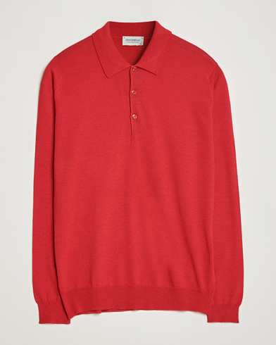 Herren | Bestickte Polohemden | John Smedley | Belper Wool/Cotton Polo Pullover Ruby