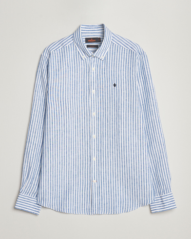Herren |  | Morris | Douglas Linen Button Down Striped Shirt Navy/White