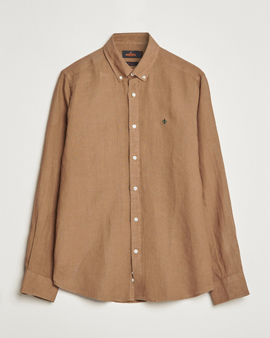 Herren | Leinenhemden | Morris | Douglas Linen Button Down Shirt Khaki Brown