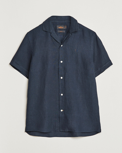 Herren | Kurzarmhemden | Morris | Douglas Linen Short Sleeve Shirt Navy