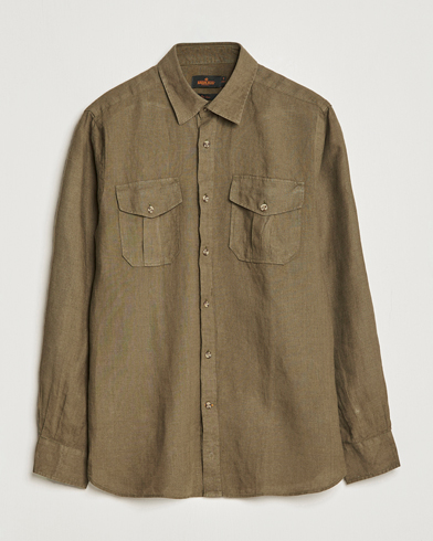 Herren |  | Morris | Safari Linen Shirt Dark Green