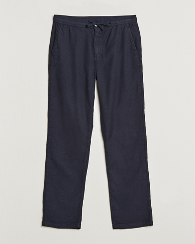 Herren | Leinenhosen | Morris | Fenix Linen Drawstring Trousers Navy