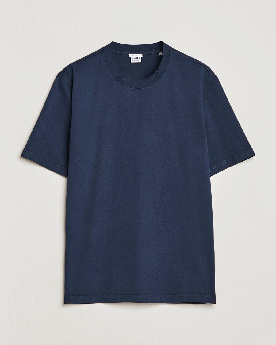 NN07 Adam Pima Crew Neck T-Shirt Navy Blue – Blau