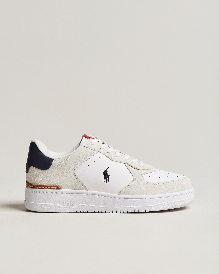 Herren | Weiße Sneakers | Polo Ralph Lauren | Masters Court Suede Sneaker White/Navy/Red