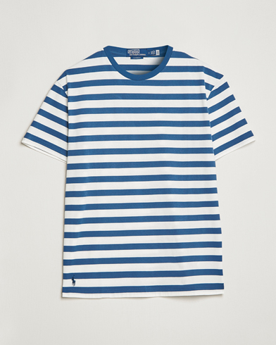 Herren |  | Polo Ralph Lauren | Brushed Spa Jersey Striped Crew Neck T-Shirt White/Blue