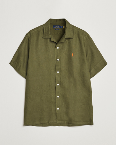 Herren |  | Polo Ralph Lauren | Linen Camp Collar Short Sleeve Shirt Dark Sage