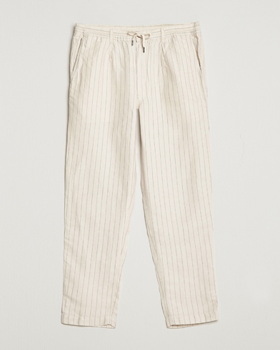 Herren | Drawstring-Hosen | Polo Ralph Lauren | Prepster Linen/Tencel Pinstripe Trousers Andover Cream