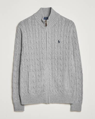Herren |  | Polo Ralph Lauren | Cable Knitted Full-Zip Fawn Grey Heather