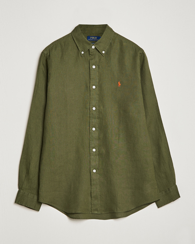 Herren | Leinenhemden | Polo Ralph Lauren | Custom Fit Linen Button Down Dark Sage