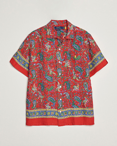 Herren | Kurzarmhemden | Polo Ralph Lauren | Linen Printed Camp Collar Shirt Red Multi