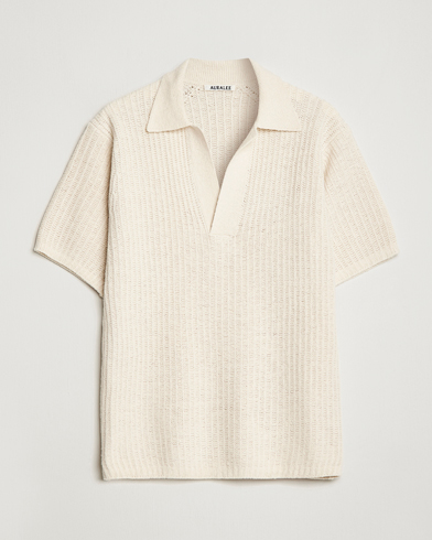 Herren | Poloshirt | Auralee | Wool Rib Knit Skipper Polo Ecru