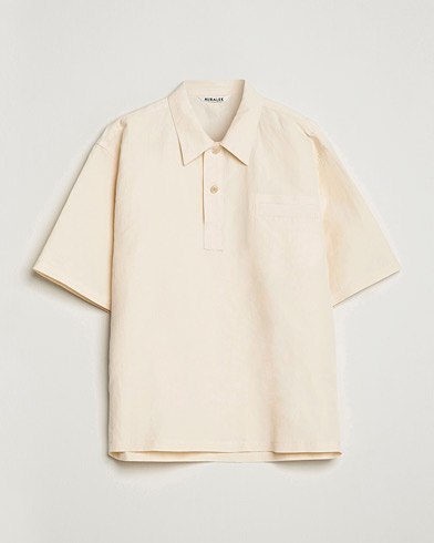 Herren | Kurzarmhemden | Auralee | Finx Linen Half Sleeved Shirt Ecru