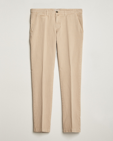 Herren | The Linen Lifestyle | Briglia 1949 | Slim Fit Diagonal Cotton Stretch Trousers Beige